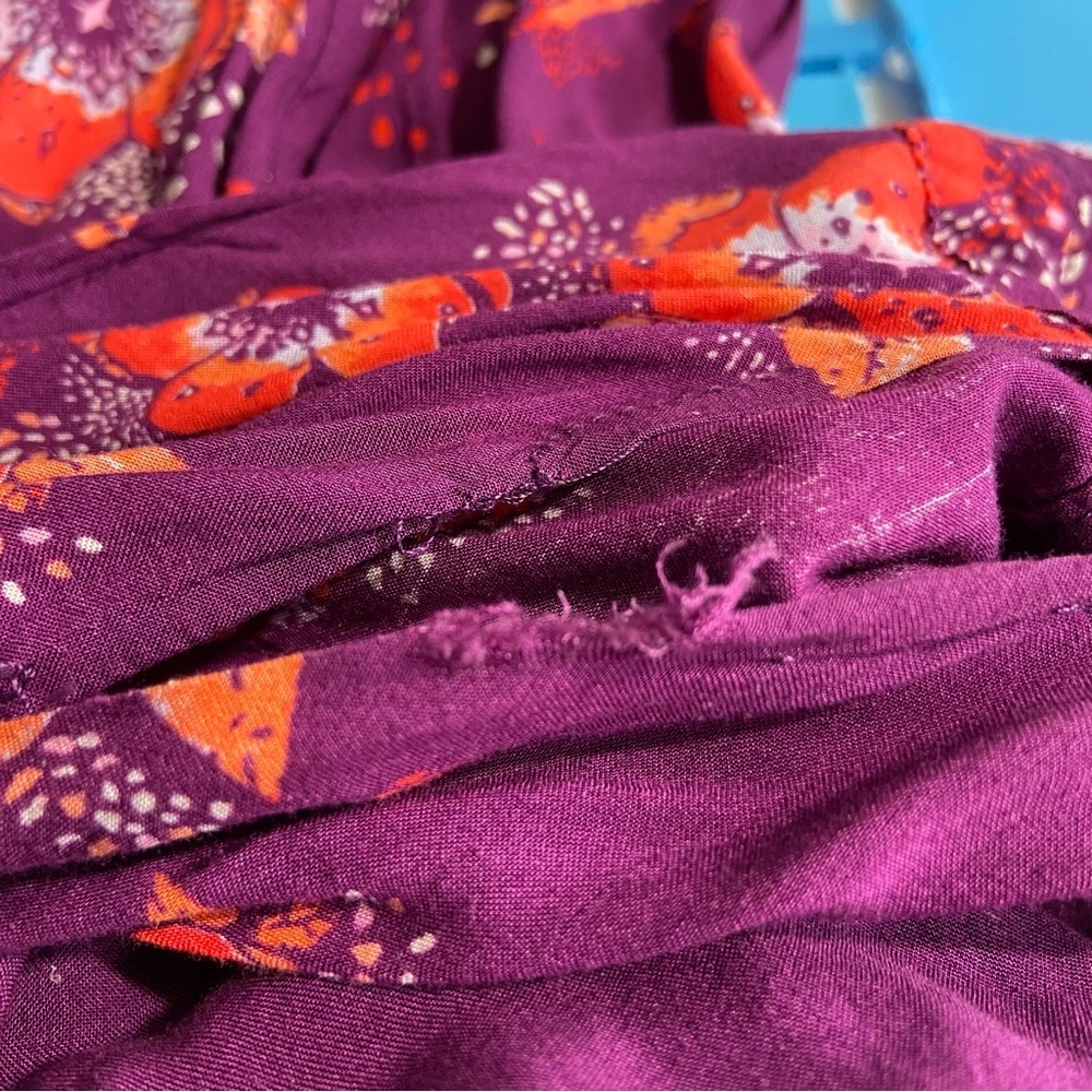 Free People Purple Floral Tuscan Dreams Cottagecore Tunic Blouse 4741 - Picture 8 of 8